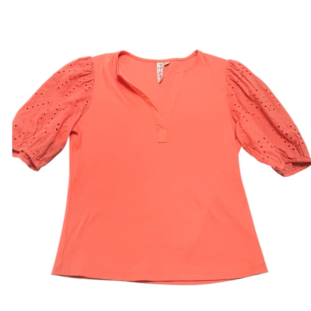 Anthropologie Dolan Coral Eyelet Sleeve Women's Top Size M